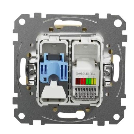 Телефонна/комп'ютерна розетка Schneider Electric Sedna Design & Elements RJ11+RJ45 кат. 6 UTP береза SDD180468