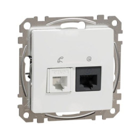 Телефонна/комп'ютерна розетка Schneider Electric Sedna Design & Elements RJ11+RJ45 кат. 6 UTP біла SDD111468