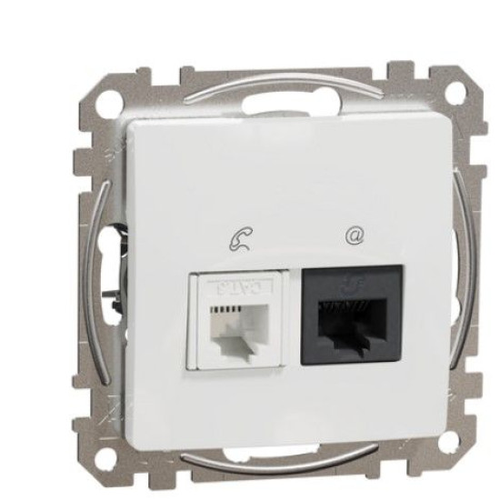 Телефонна/комп'ютерна розетка Schneider Electric Sedna Design & Elements RJ11+RJ45 кат. 6 UTP біла SDD111468