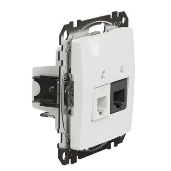 Телефонна/комп'ютерна розетка Schneider Electric Sedna Design & Elements RJ11+RJ45 кат. 6 UTP біла SDD111468