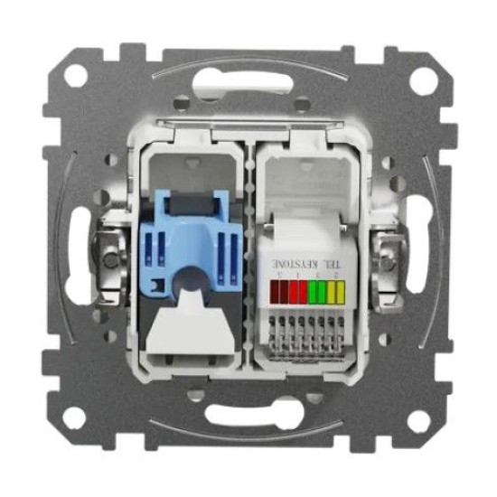 Телефонна/комп'ютерна розетка Schneider Electric Sedna Design & Elements RJ11+RJ45 кат. 6 UTP біла SDD111468