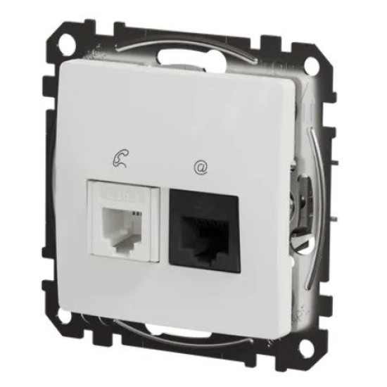 Телефонна/комп'ютерна розетка Schneider Electric Sedna Design & Elements RJ11+RJ45 кат. 6 UTP біла SDD111468