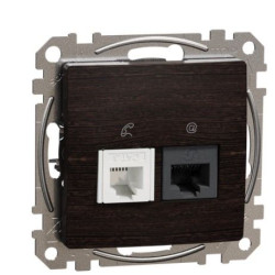 Телефонна/комп'ютерна розетка Schneider Electric Sedna Design & Elements RJ11+RJ45 кат. 6 UTP венге SDD181468
