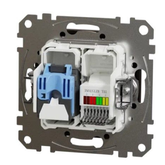 Телефонна/комп'ютерна розетка Schneider Electric Sedna Design & Elements RJ11+RJ45 кат. 6 UTP венге SDD181468