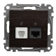 Телефонна/комп'ютерна розетка Schneider Electric Sedna Design & Elements RJ11+RJ45 кат. 6 UTP венге SDD181468