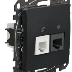Телефонна/комп'ютерна розетка Schneider Electric Sedna Design & Elements RJ11+RJ45 кат. 6 UTP чорна SDD114468