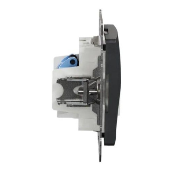 Телефонна/комп'ютерна розетка Schneider Electric Sedna Design & Elements RJ11+RJ45 кат. 6 UTP чорна SDD114468