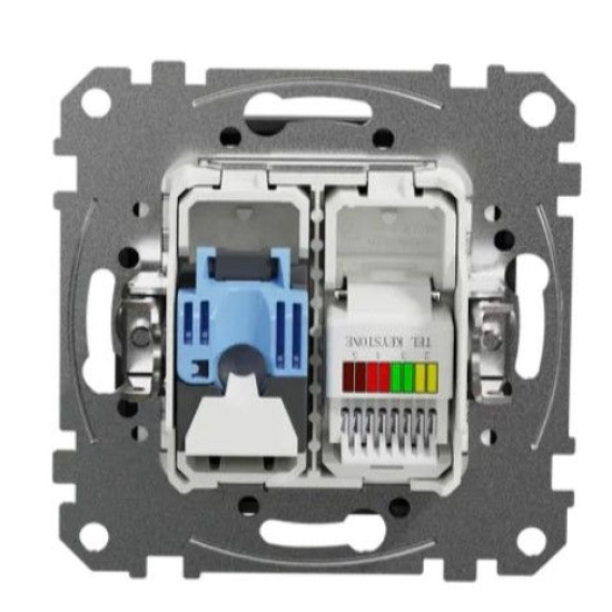 Телефонна/комп'ютерна розетка Schneider Electric Sedna Design & Elements RJ11+RJ45 кат. 6 UTP чорна SDD114468