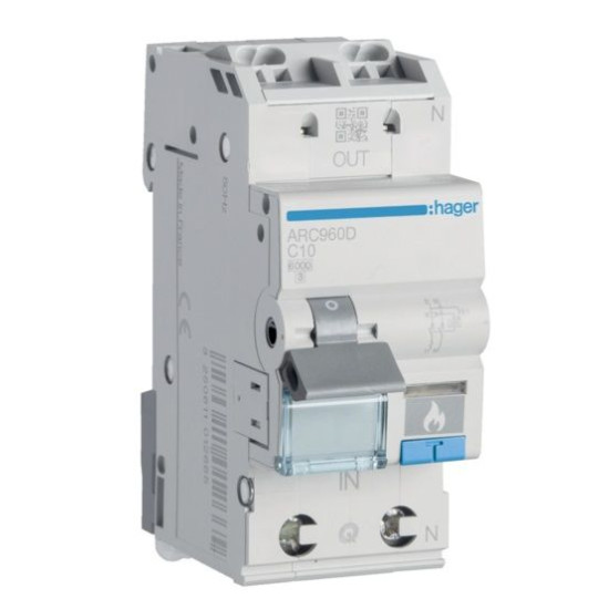 Автоматичний вимикач Hager ARC960D з дуговим захистом AFDD 6кА C 10A 1P+N