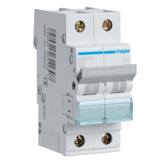 Автоматичний вимикач Hager MBN210 6кА B 10A 2P