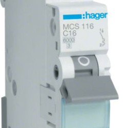 Автоматичний вимикач Hager MCS116 QC 6кА C 16A 1P