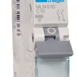 Автоматичний вимикач Hager MLN510 6кА C 10A 1P+N