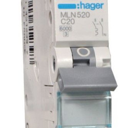 Автоматичний вимикач Hager MLN520 6кА C 20A 1P+N