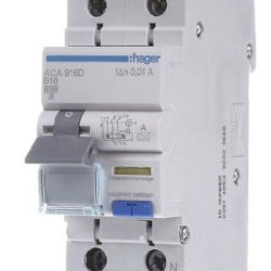 Диференційний автомат Hager ACA916D B 16A 1P+N 6кА 10мА A