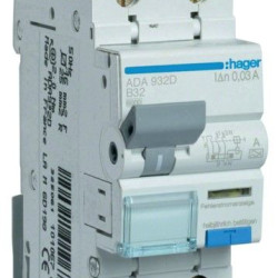 Диференційний автомат Hager ADA932D B 32A 1P+N 6кА 30мА A