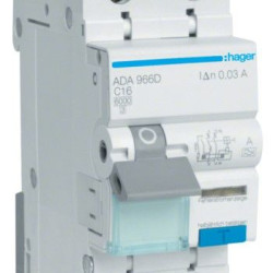 Диф автомат Hager ADA966D C 16A 1P+N 6кА 30мА A