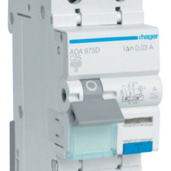 Диф автомат Hager ADA975D C 25A 1P+N 6кА 30мА A