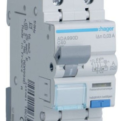 Диференційний автомат Hager ADA990D C 40A 1P+N 6кА 30мА A