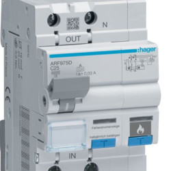 Дифавтомат з дуговим захистом AFDD Hager ARF975D C 25A 1P+N