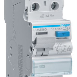 ПЗВ Hager CDA516D 2P 10кА 16A 30мА A