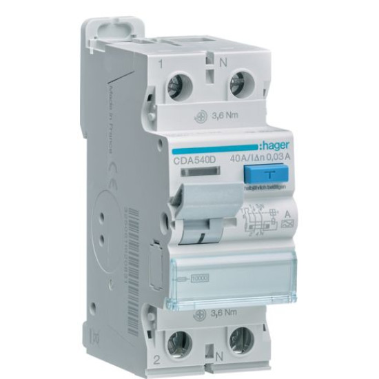 ПЗВ Hager CDA540D 2P 10кА 40A 30мА A