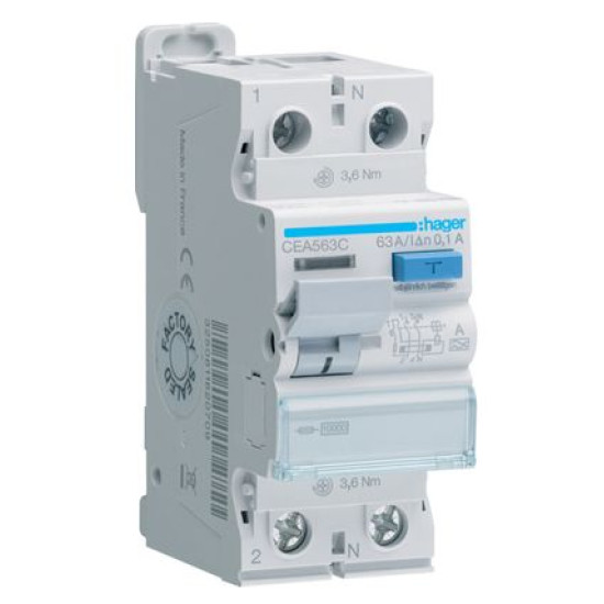 ПЗВ Hager CEA563C 2P 10кА 63A 100мА A