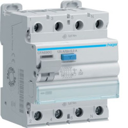 ПЗВ Hager CFA690C 4P 10кА 125A 300мА A