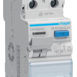 ПЗВ Hager CFH525C 2P 10кА 25A 300мА A-Hi