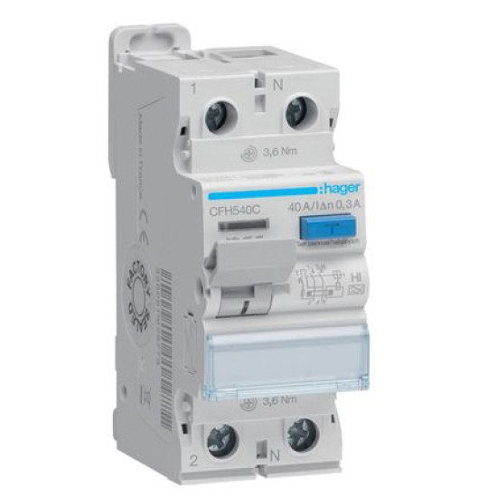ПЗВ Hager CFH540C 2P 10кА 40A 300мА A-Hi