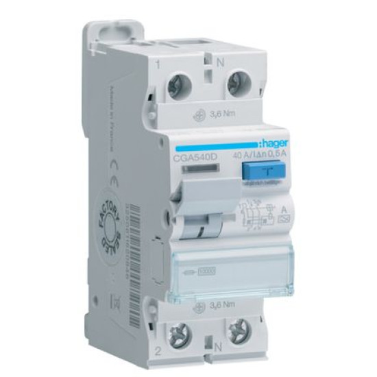 ПЗВ Hager CGA540D 2P 10кА 40A 500мА A