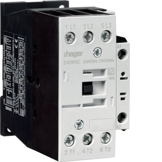 Корпусний контактор Hager EV01810C 3P 18А 230В АС 1НВ AC-3