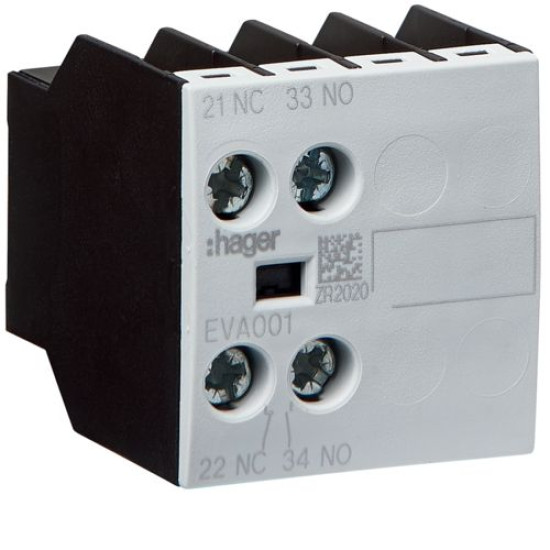Додатковий контакт Hager EVA001 1НВ+1НЗ для EV007-10…EV038-10 EVN022…EVN045 EVL014…EVL027