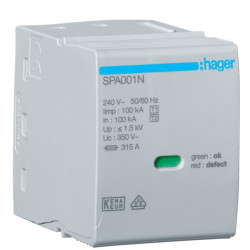 Вставний модуль Hager SPA001N N-PE 350В 100кА 1.5кВ