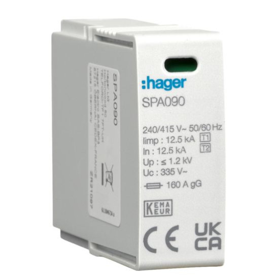 Вставний модуль Hager SPA090 1P T1+T2 L-N для SPA9xxx