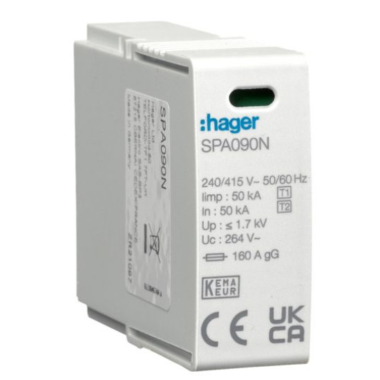 Вставний модуль Hager SPA090N 1P T1+T2 N-PE для SPA9xxx