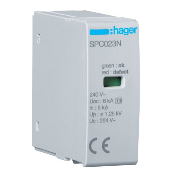Вставний модуль Hager SPC023N T3 1P 264В 5кА 6кВ 1.25кВ
