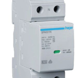 Розрядник Hager SPA180N T1+T2 1P N-PE 100кА 1,5кВ з додатковим контактом і вбудованим запобіжником