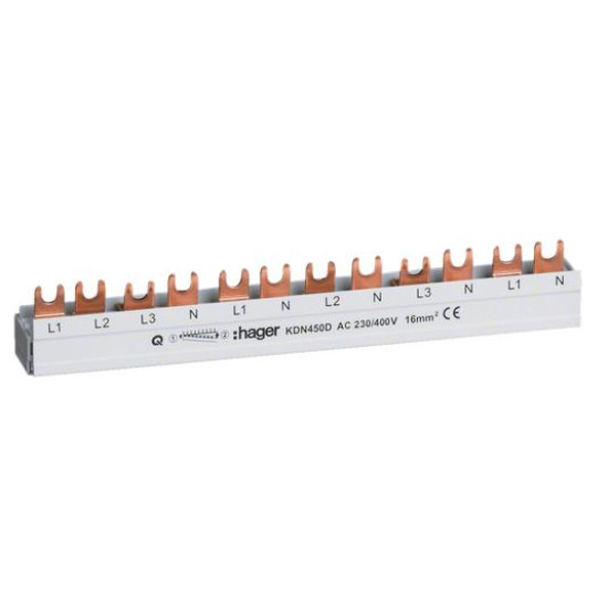 Фазна шина Hager KDN450D 3P+N 16мм² 12M