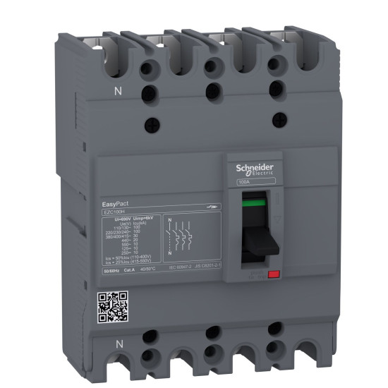 Автоматичний вимикач Schneider Electric EASYPACT EZC100H 4P 30кА 100А