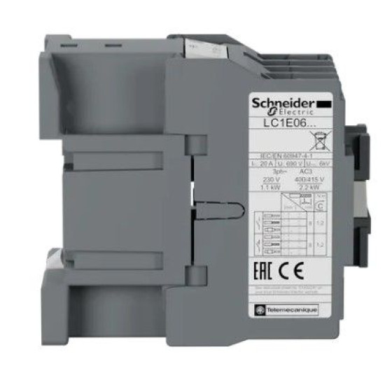 Контактор Schneider Electric LC1E0610F5 3Р Е 1NO 6А АС3 110В