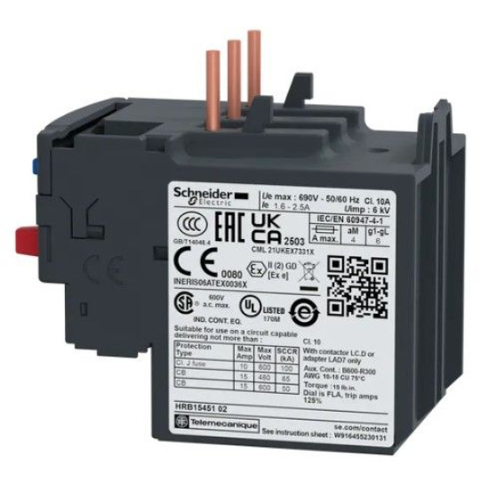 Теплове реле Schneider Electric LRD07 1,6-2,5A