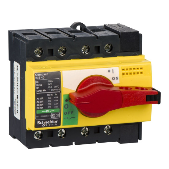 Рубильник Schneider Electric INTERPACT INS40 4P червоний/жовтий (28917)