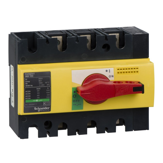 Рубильник Schneider Electric INTERPACT INS100 3P червоний/жовтий (28924)