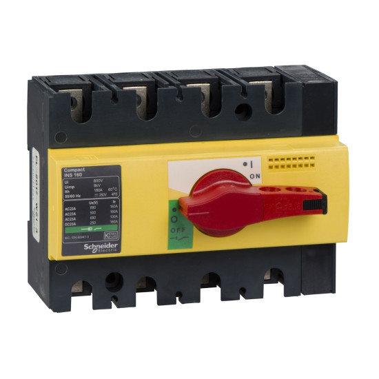 Рубильник Schneider Electric INTERPACT INS160 4P червоний/жовтий (28929)