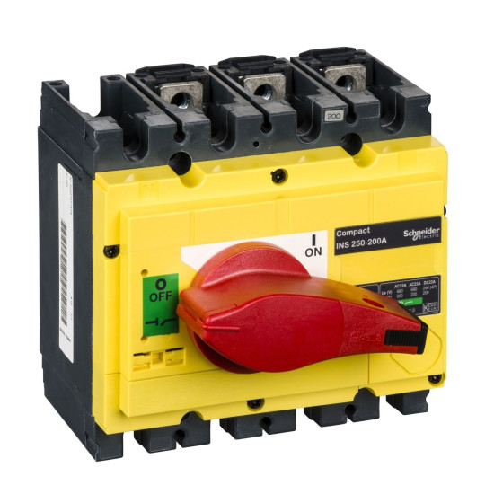 Вимикач-роз'єднувач Schneider Electric INS250 31122 200A 3P червоний/жовтий