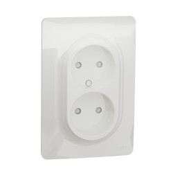 Подвійна розетка Schneider Electric Unica New NU206318 зі шторками гвинт зажим біла