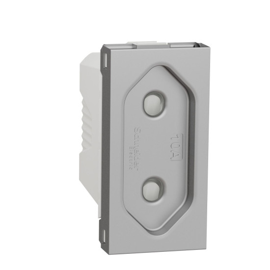 Розетка Schneider Electric Unica New NU303130 зі шторками гвинтовий зажим 1м алюміній