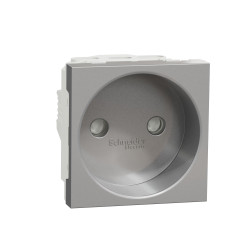 Розетка Schneider Electric Unica New NU303330 зі шторками гвинтовий зажим 2м алюміній