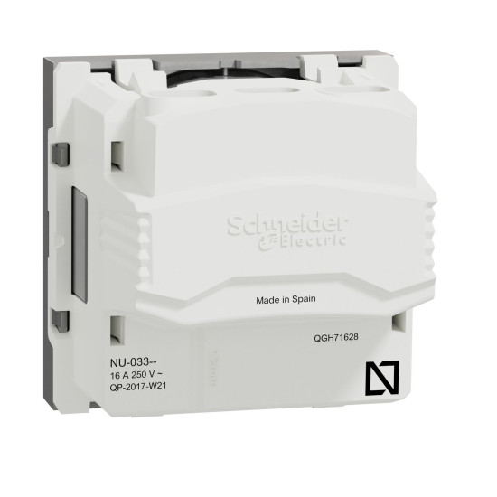 Розетка Schneider Electric Unica New NU303330 зі шторками гвинтовий зажим 2м алюміній