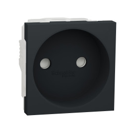 Розетка Schneider Electric Unica New NU303354 зі шторками гвинтовий зажим 2м антрацит